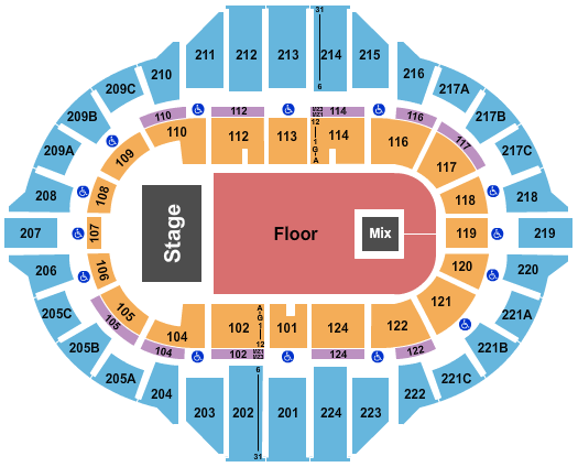 Peoria Civic Center - Arena Seating Chart: Half House GA Floor