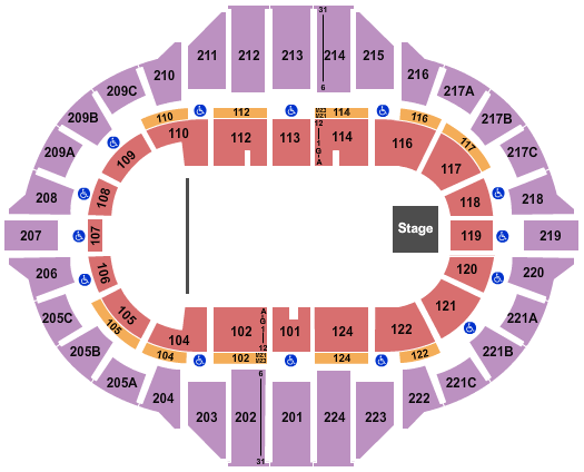 Peoria Civic Center - Arena Seating Chart: PBR 2