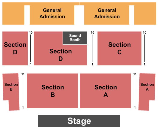 Peoria Showplace at Buffalo Run Casino Seating Chart: Endstage A-D / GA