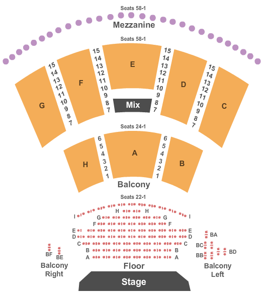 Peppermill Concert Hall Seating Chart: End Stage