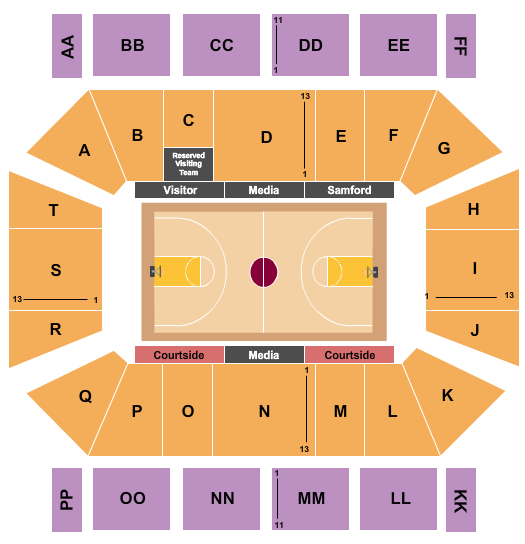 Pete Hanna Center Seating Chart: Basketball