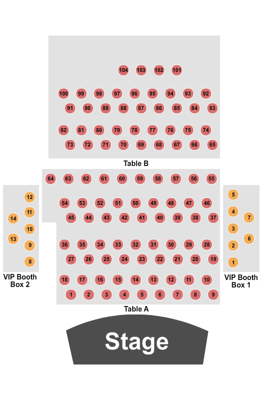 Phil Long Music Hall at Bourbon Brothers - CO Seating Chart: A/B With VIP Booth