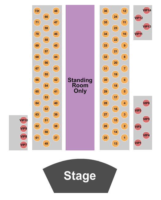 Phil Long Music Hall at Bourbon Brothers - CO Seating Chart: SRO/Table