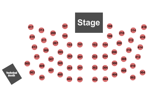 UpStage at the Curtis Phillips Center for the Performing Arts Seating Chart: End Stage