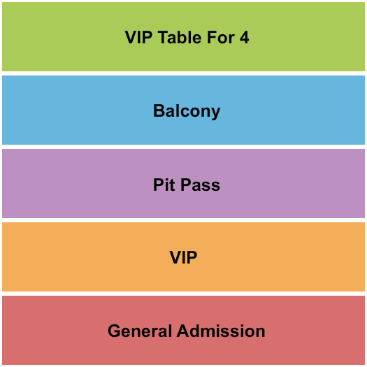 Pieres Entertainment Center Seating Chart: GA/VIP/Pit Pass/Balc