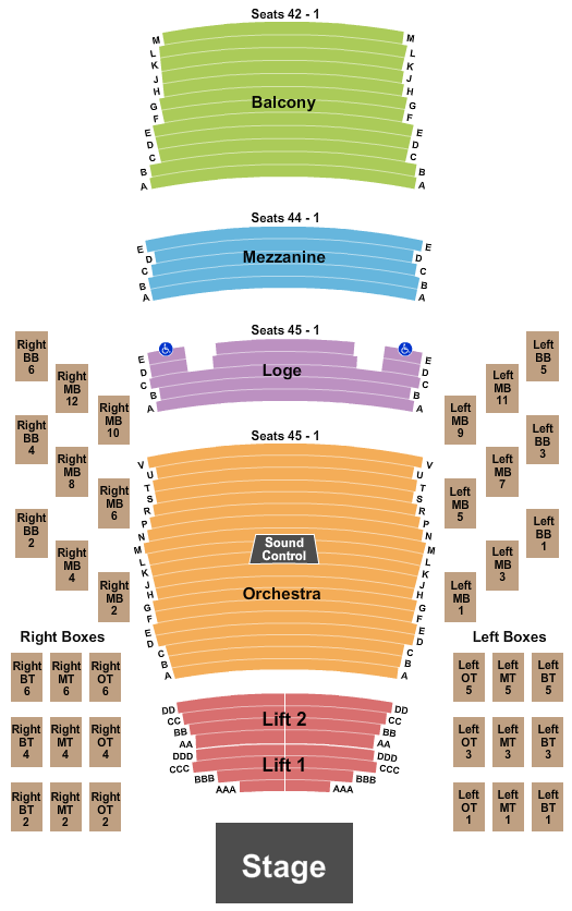 Pikes Peak Center Seating Chart: Endstage R & L Boxes