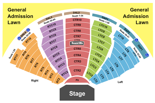 Pine Knob Music Theatre Seating Chart: Endstage Pit