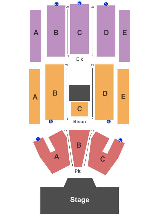 Pinewood Bowl Theater Seating Chart: End Stage