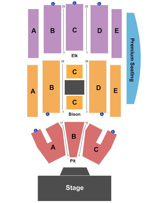Pinewood Bowl Theater Seating Chart: End Stage