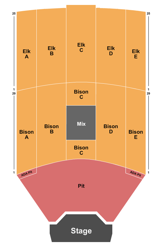 Pinewood Bowl Theater Seating Chart: Endstage GA Pit 3