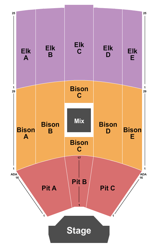 Pinewood Bowl Theater Seating Chart: Endstage Pit