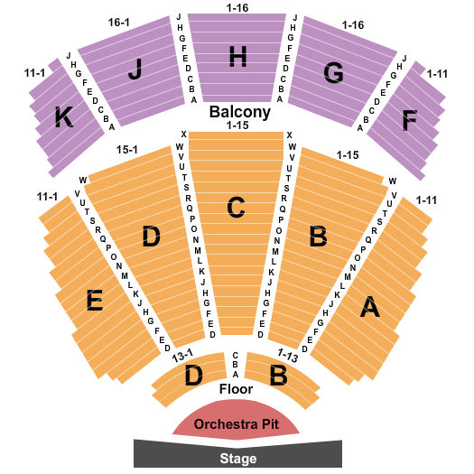 Pioneer Center for The Performing Arts Seating Chart: End Stage