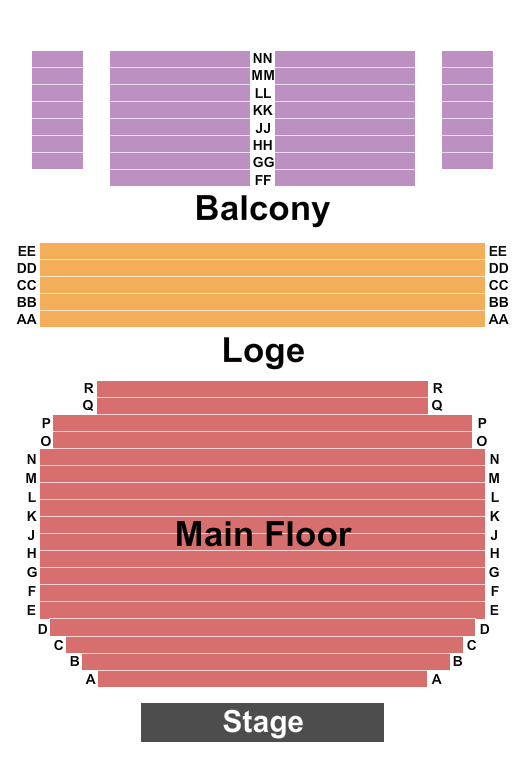 Pioneer Memorial Theatre Seating Chart: Endstage