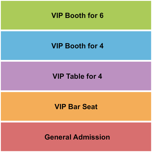 Ponderosa Lounge & Grill Seating Chart: Endstage GA/VIP Table/Booth/Ba