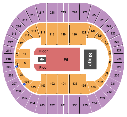 Portland Veterans Memorial Coliseum Seating Chart: Endstage Floor/Pit
