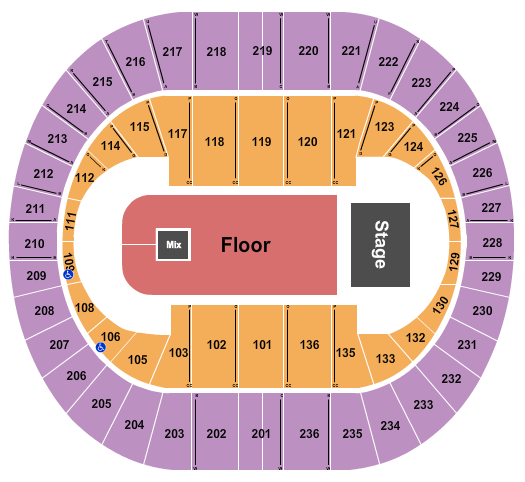 Portland Veterans Memorial Coliseum Seating Chart: Endstage GA Floor