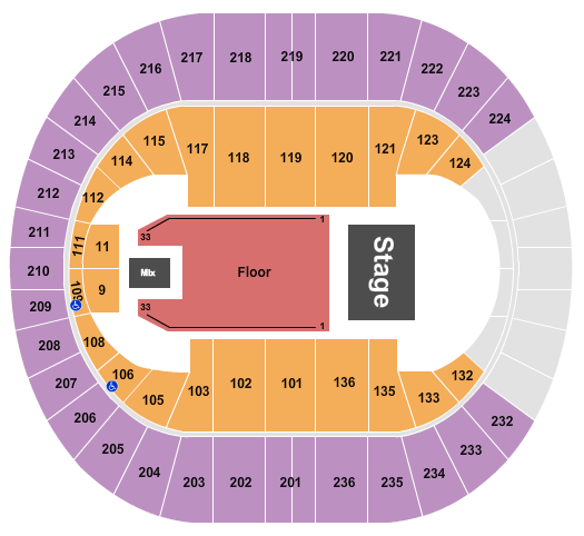 Portland Veterans Memorial Coliseum Seating Chart: Endstage Reserved Floor