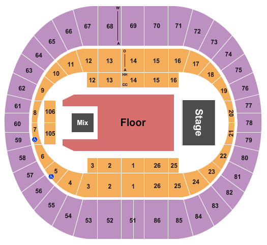 Portland Veterans Memorial Coliseum Seating Chart: Endstage