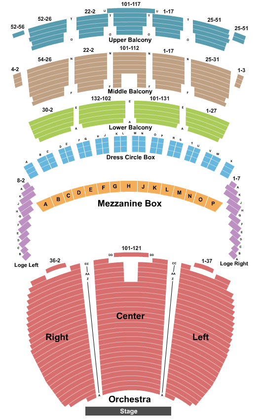 Powell Symphony Hall Seating Chart: Endstage 2