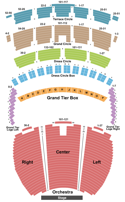 Powell Symphony Hall Seating Chart: End Stage