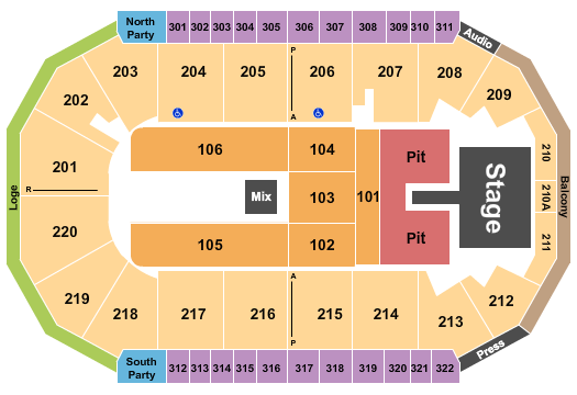 Findlay Toyota Center Seating Chart: Endstage Pit 2