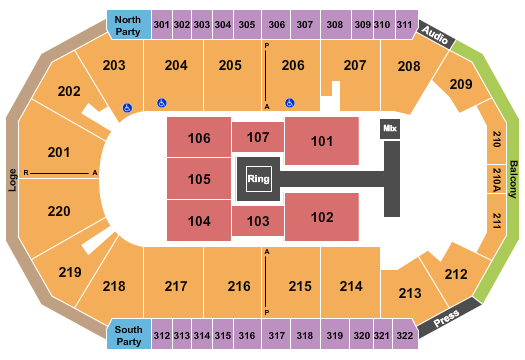 Findlay Toyota Center Seating Chart: WWE-2