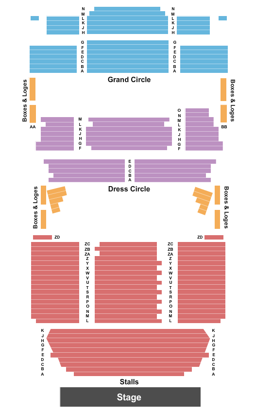 Prince Edward Theatre Seating Chart: End Stage