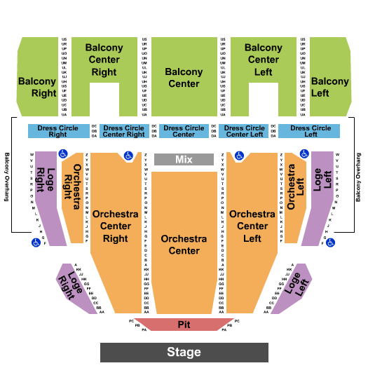 Proctors Theatre Seating Chart: End Stage Pit