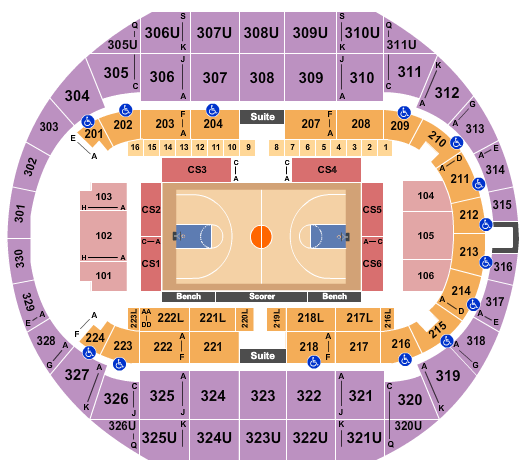 Propst Arena At the Von Braun Center Seating Chart: Basketball 2