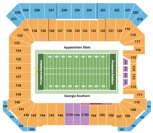 Protective Stadium Seating Chart: Birmingham Bowl