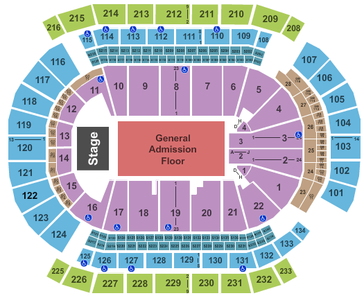 Prudential Center Seating Chart: End Stage GA Floor