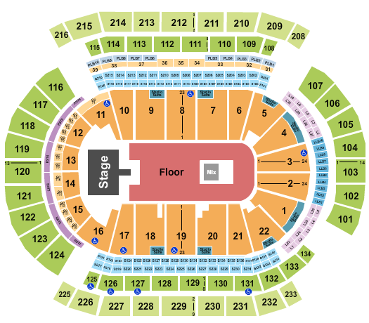 Prudential Center Seating Chart: Endstage GA Floor with Catwalk
