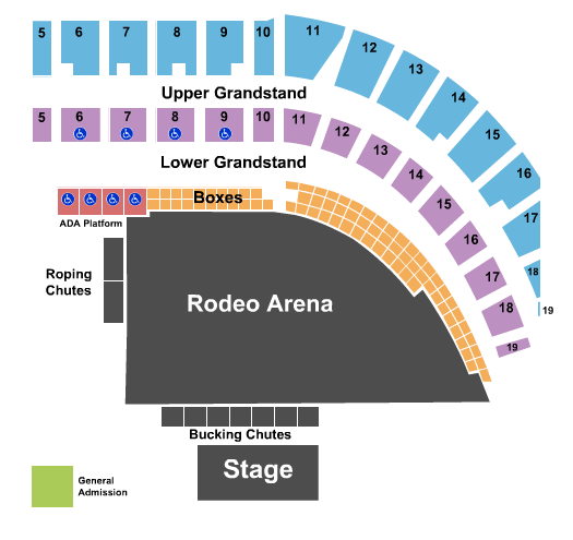 Puyallup Fairgrounds At Washington State Fair Events Center Seating Chart: Rodeo Map