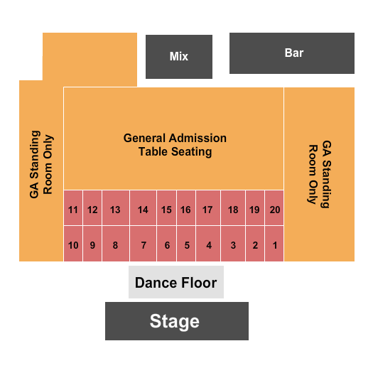 Quad-Cities Waterfront Convention Center Seating Chart: Endstage Tables