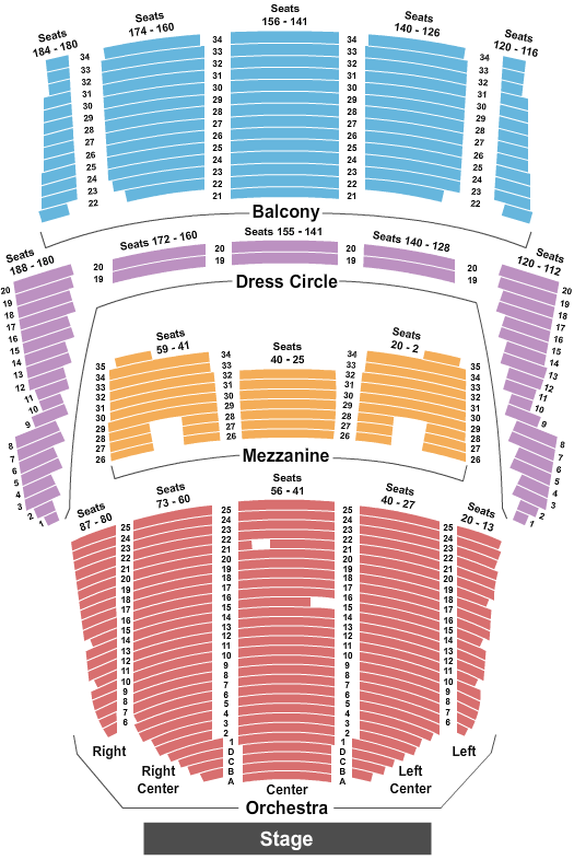 Queen Elizabeth Theatre - Vancouver Seating Chart: End Stage
