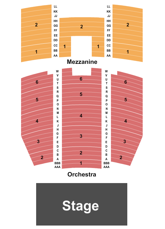 Queen Elizabeth Theatre - Toronto Seating Chart: Endstage Orch 1-6/Mezz 1&2