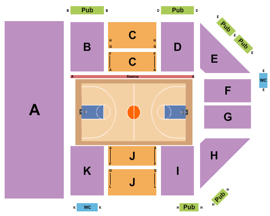 R.W. Harrison HPER Complex Seating Chart: Basketball
