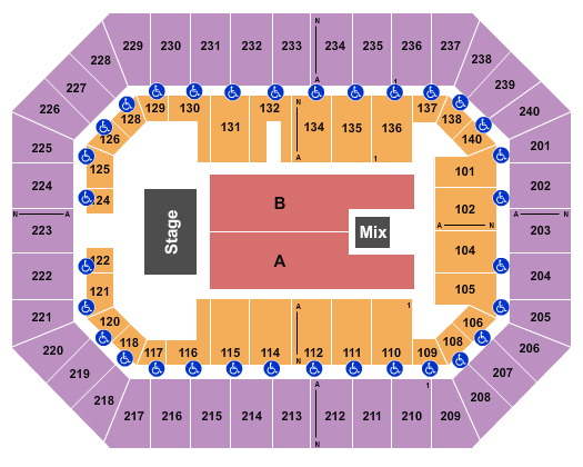 Raising Cane's River Center Arena Seating Chart: Endstage-3