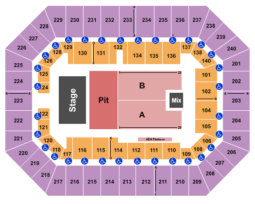 Raising Cane's River Center Arena Seating Chart: Endstage GA Pit 2