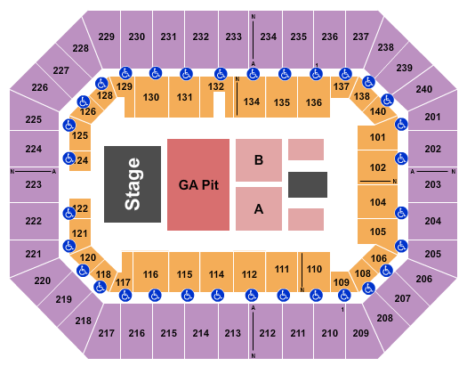 Raising Cane's River Center Arena Seating Chart: Endstage GA Pit 3