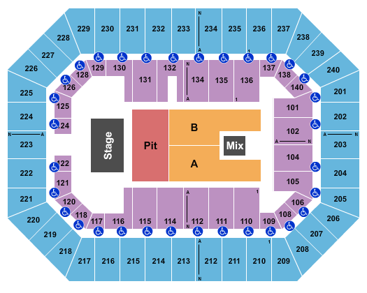 Raising Cane's River Center Arena Seating Chart: Endstage GA Pit