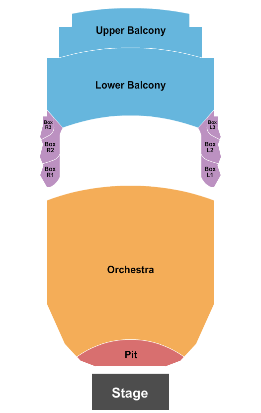 Raising Cane's River Center Theatre Seating Chart: End Stage Split Balcony