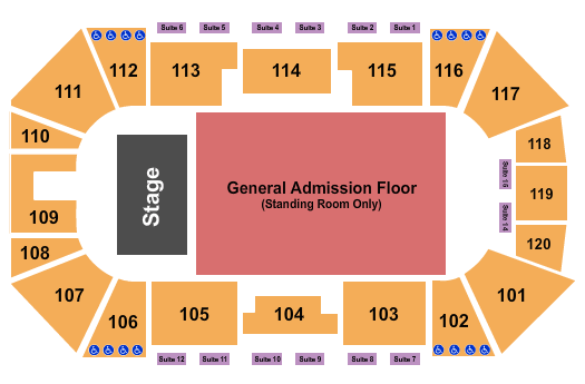 Liberty First Credit Union Arena Seating Chart: Endstage GA Floor