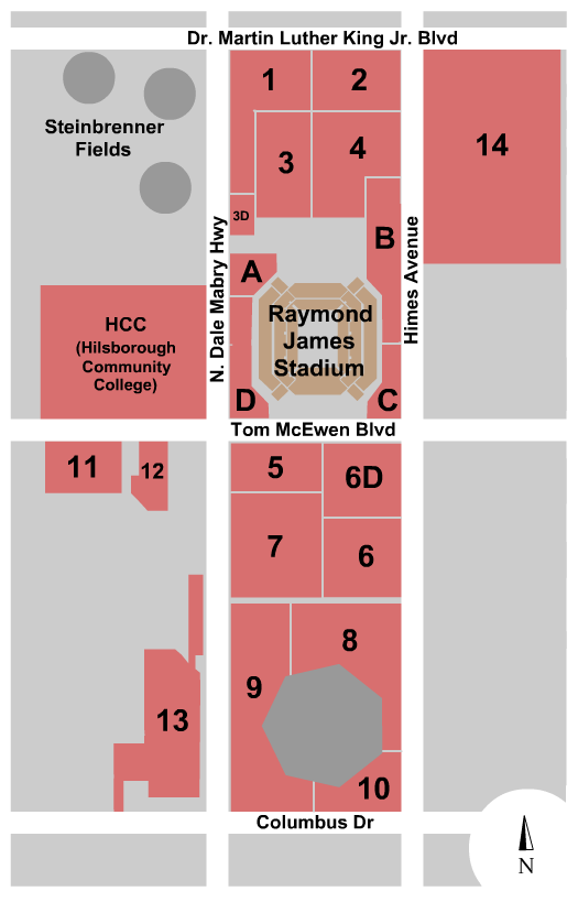Raymond James Stadium Parking Lots Map