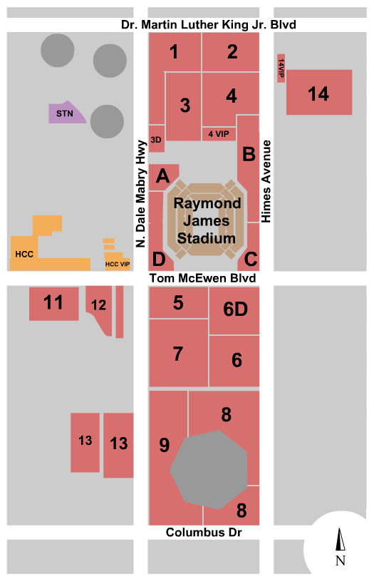 Raymond James Stadium Parking Lots Seating Chart: Parking