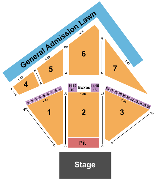 Red Hat Amphitheater Seating Chart: End Stage GA Pit