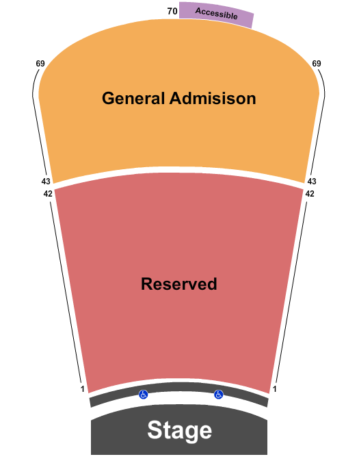 Red Rocks Amphitheatre Seating Chart: Endstage RSV 1-42 & GA 43-69