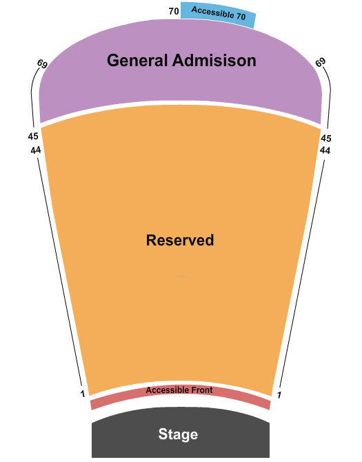 Red Rocks Amphitheatre Seating Chart: RSV 2-44 GA 45-69