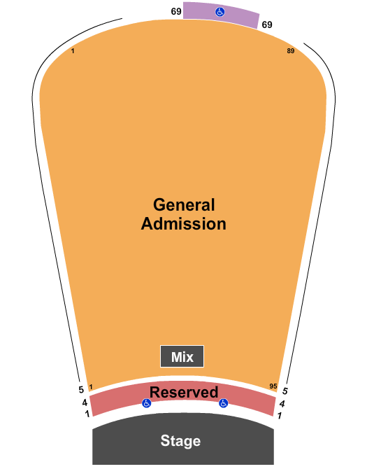 Red Rocks Amphitheatre Seating Chart: Reserved 1-4 GA 5-69