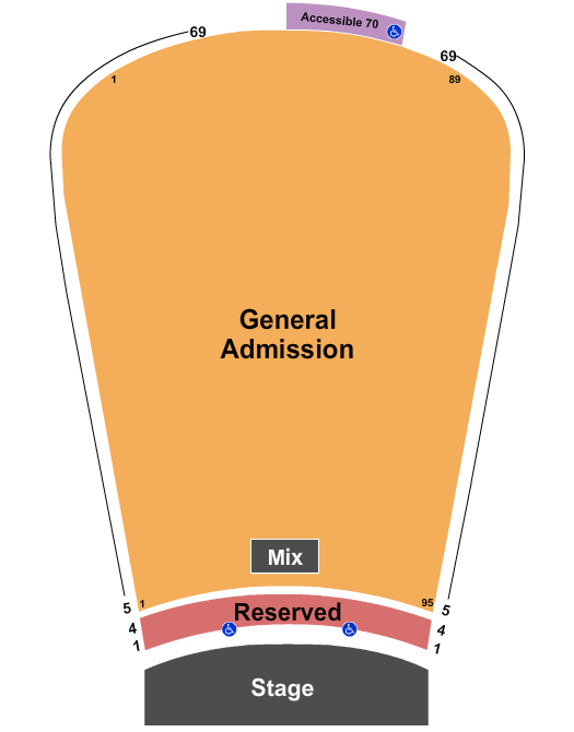 Red Rocks Amphitheatre Seating Chart: Reserved 1-4 GA 5-69